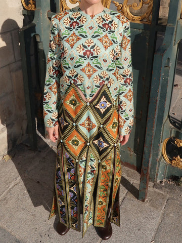 Fashion Printed Round Neck Midi Dress