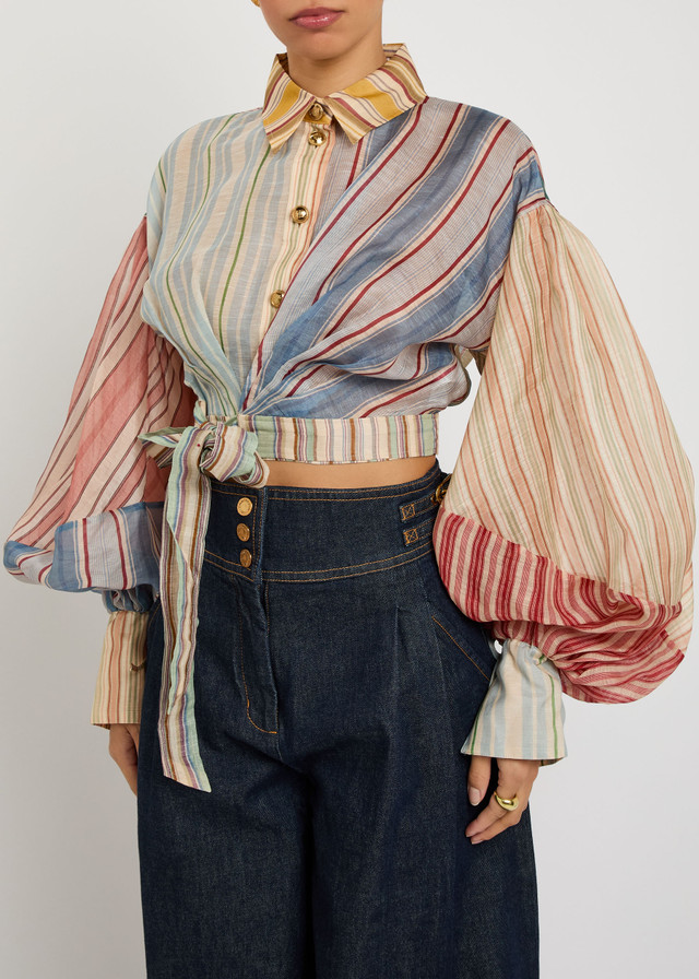 Rebellion striped linen and silk-blend blouse