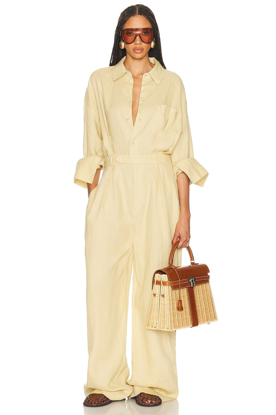 Paperbag Jumpsuit in Washed Linen