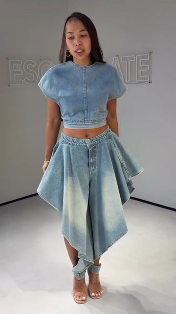 BELTED DENIM TOP